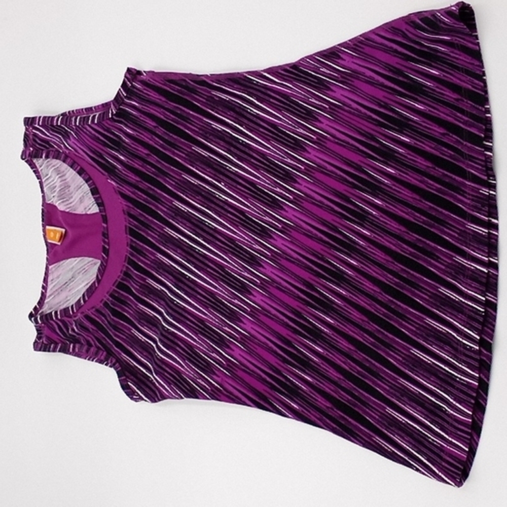 Lucy Active Athletic Tank Top Purple Diagonal Stripe XS